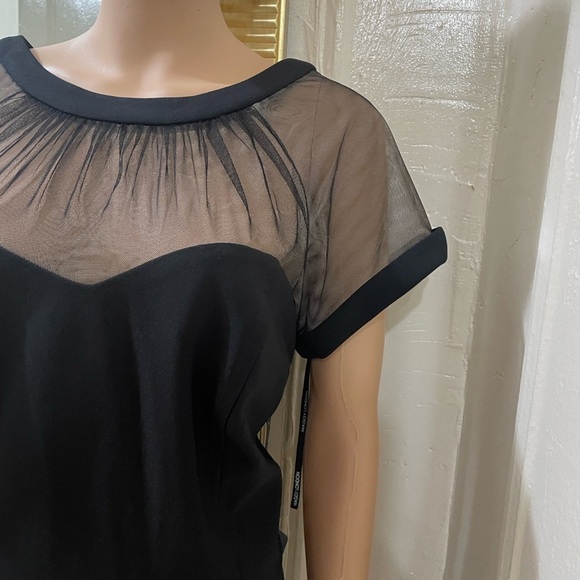 Maggy London Black Midi Dress with Sheer Detail - Picture 4 of 14